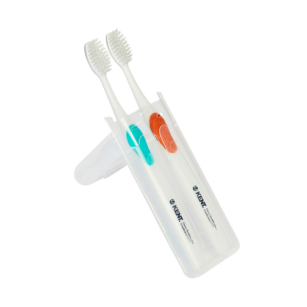 Kent Silver Infused Medium Toothbrush Twin (Green-Orange)