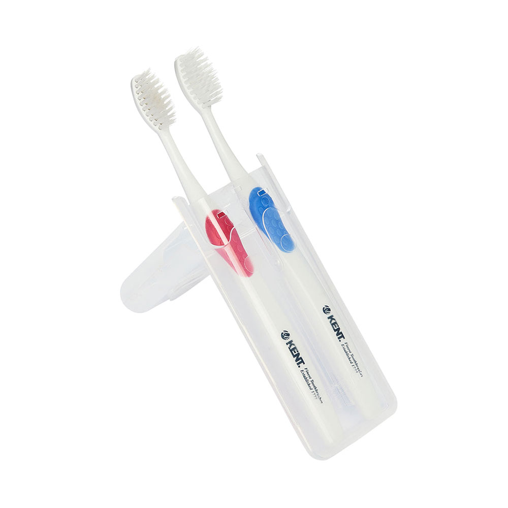 Kent Silver Infused Medium Toothbrush Twin (Blue-Red)